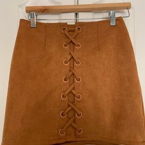 Medium faux suede golden yellow skirt.